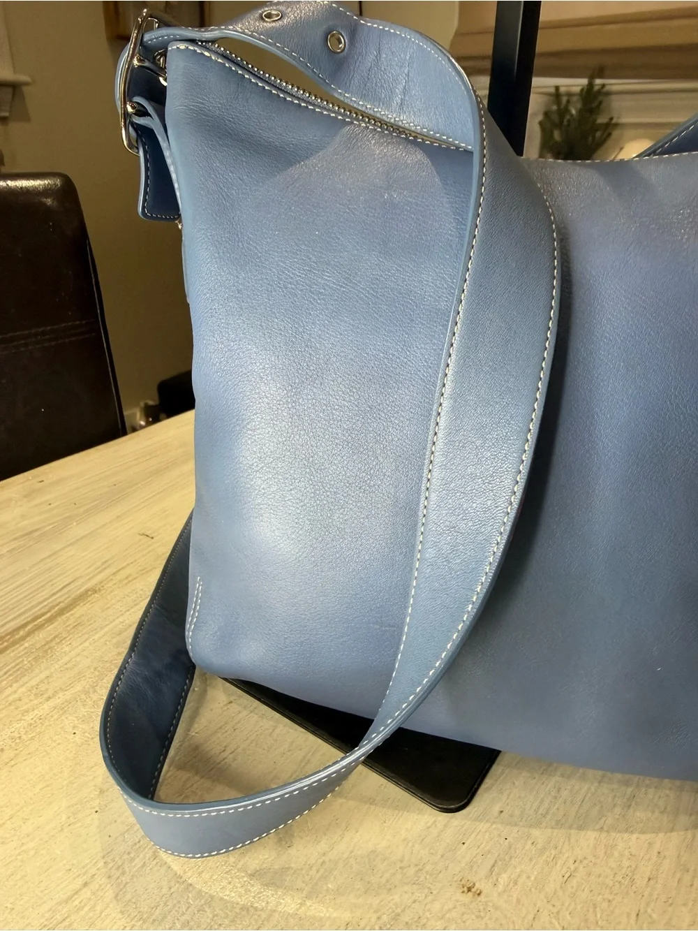 Vintage Y2K Coach Dusty Blue Legacy Leather Crossbody Hobo Bag